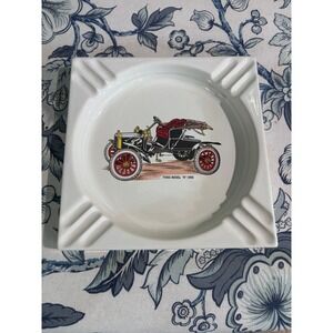 Vintage Ford Model N 1906 Antique Car Ceramic Square Ashtray White 12 Rest